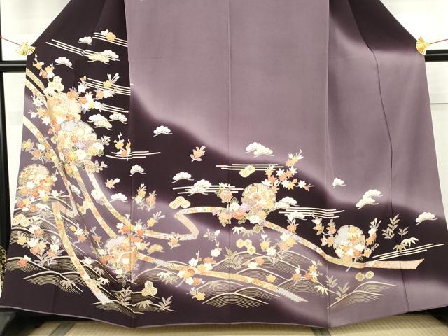 平和屋着物●訪問着 駒刺繍 雪輪吉祥花文 暈し染め 金彩 正絹 逸品 AABL0082cs