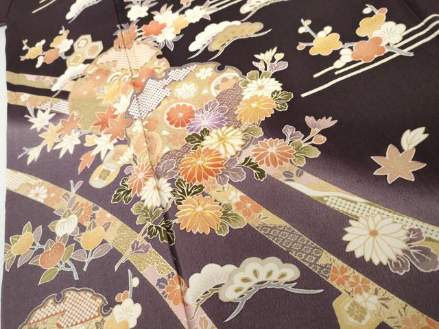 平和屋着物●訪問着 駒刺繍 雪輪吉祥花文 暈し染め 金彩 正絹 逸品 AABL0082cs