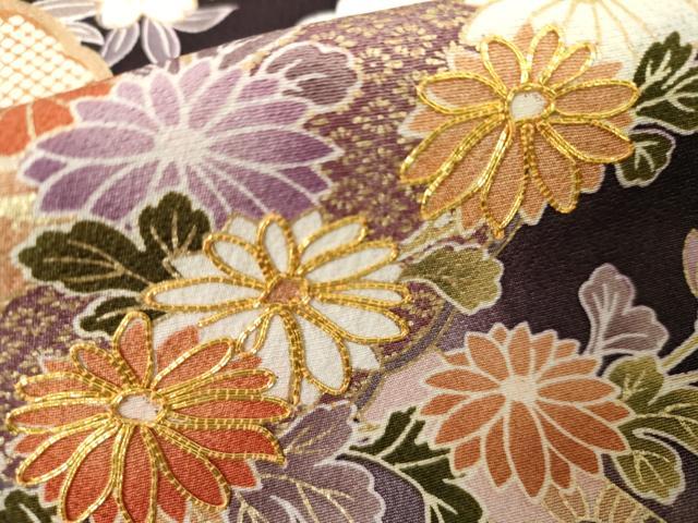 平和屋着物●訪問着 駒刺繍 雪輪吉祥花文 暈し染め 金彩 正絹 逸品 AABL0082cs
