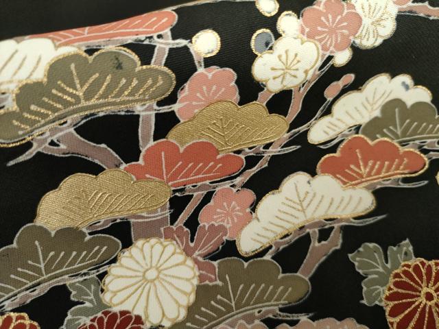 平和屋着物●豪華黒留袖 渡り橋風景松竹梅文 金彩 正絹 逸品 AABL0087cs