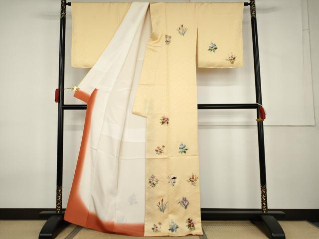 平和屋着物●訪問着 総刺繍 草花文 正絹 逸品 AABL0091cs