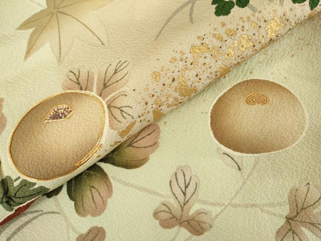 平和屋着物●ファッションデザイナー 花井幸子 訪問着 駒刺繍 光琳菊 梅 暈し染め 金彩 正絹 逸品 AABL0098cs