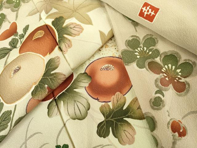 平和屋着物●ファッションデザイナー 花井幸子 訪問着 駒刺繍 光琳菊 梅 暈し染め 金彩 正絹 逸品 AABL0098cs