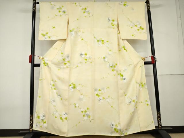 平和屋着物●上質な小紋 手描き 地紋起こし 花蔦の葉文 暈し染め 正絹 逸品 AABL0106cs
