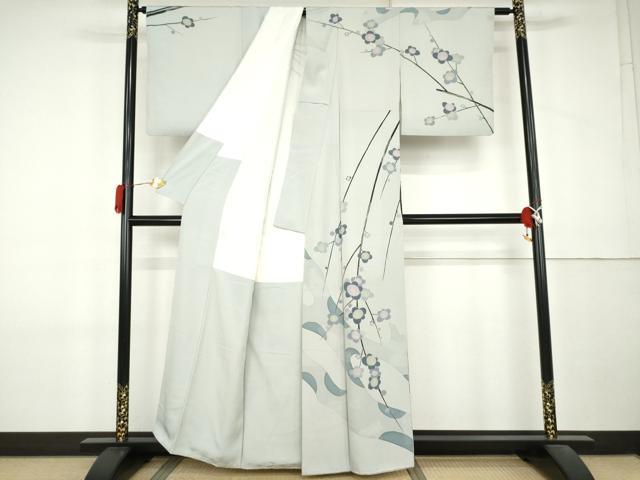 平和屋着物●京友禅 阪東峰彩 訪問着 枝梅 正絹 逸品 AABL0109cs