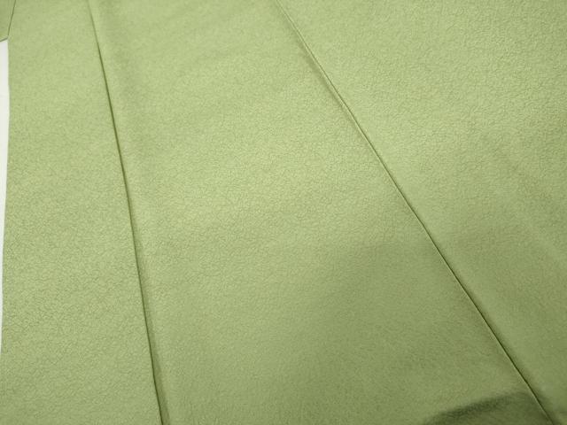 平和屋着物●上質な色無地 氷割れ地紋 柳色 正絹 逸品 AABL0112cs