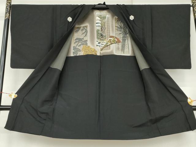 平和屋着物●男性 黒紋付・羽織セット 正絹 逸品 AABL0115cs