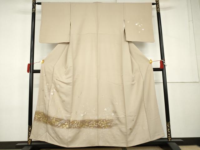 平和屋着物●訪問着 枝花文 暈し染め 金銀彩 正絹 逸品 AABL0123cs