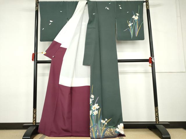 平和屋着物●訪問着 花蝶文 金彩 鈴乃屋扱い 正絹 逸品 AABL0124cs