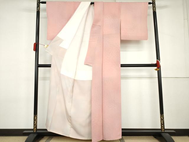 平和屋着物●上質な小紋 草花文 暈し染め 鬼しぼ縮緬 正絹 逸品 AABL0125cs