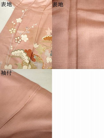 平和屋着物●訪問着 駒刺繍 雪輪松文 金銀彩 正絹 逸品 AABL0126cs