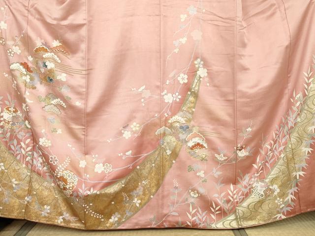 平和屋着物●訪問着 駒刺繍 雪輪松文 金銀彩 正絹 逸品 AABL0126cs