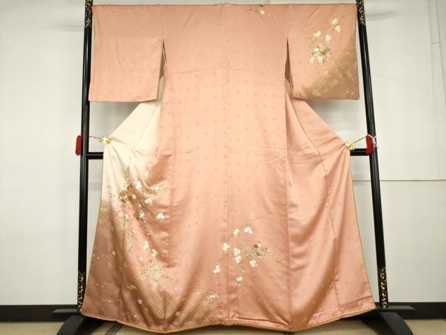平和屋着物●訪問着 駒刺繍 扇面花文 暈し染め 金彩 やまと誂製 正絹 逸品 AABL0128cs