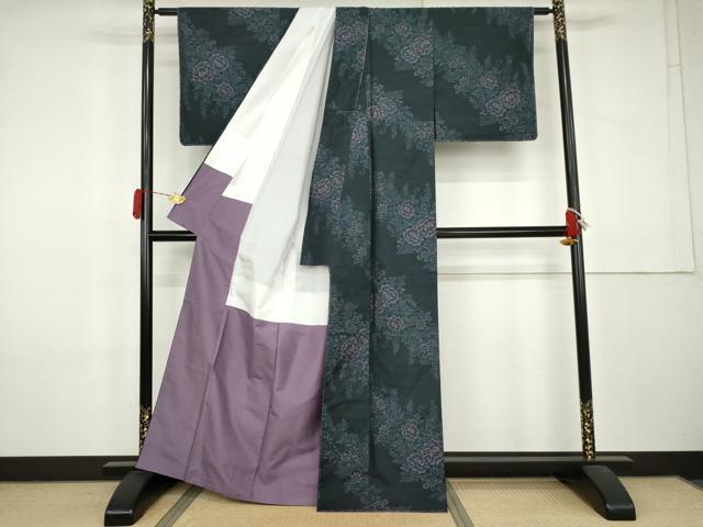 平和屋着物●本場大島紬 草花文 正絹 逸品 未使用 AABL0130cs