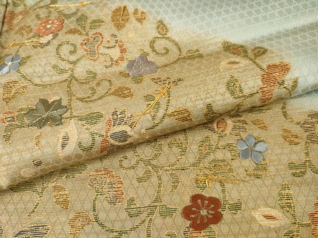 平和屋着物●訪問着 駒刺繍 花唐草文 暈し染め 金糸 金彩 正絹 逸品 AABL0138cs
