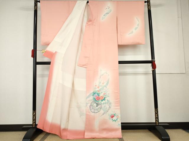 平和屋着物●訪問着 花扇文 暈し染め 正絹 逸品 AABL0140cs