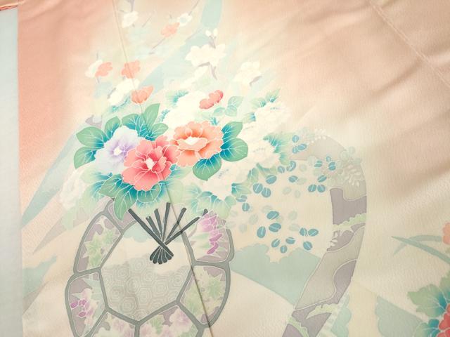 平和屋着物●訪問着 花扇文 暈し染め 正絹 逸品 AABL0140cs