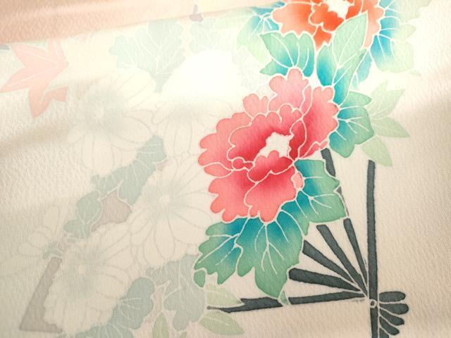 平和屋着物●訪問着 花扇文 暈し染め 正絹 逸品 AABL0140cs