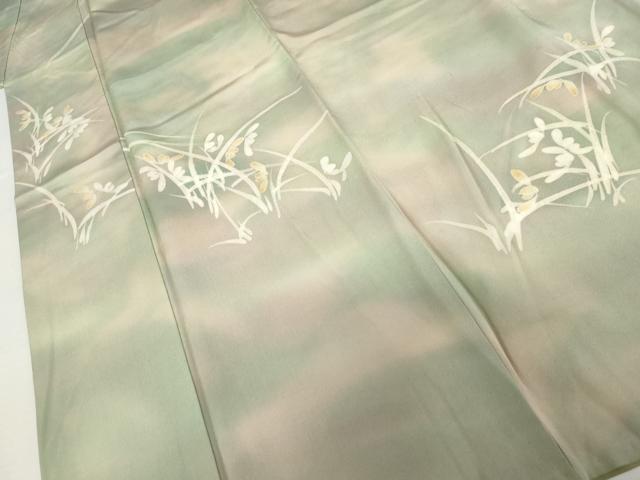 平和屋着物●訪問着 ろうけつ染 草花文 暈し染め 正絹 逸品 AABL0141cs