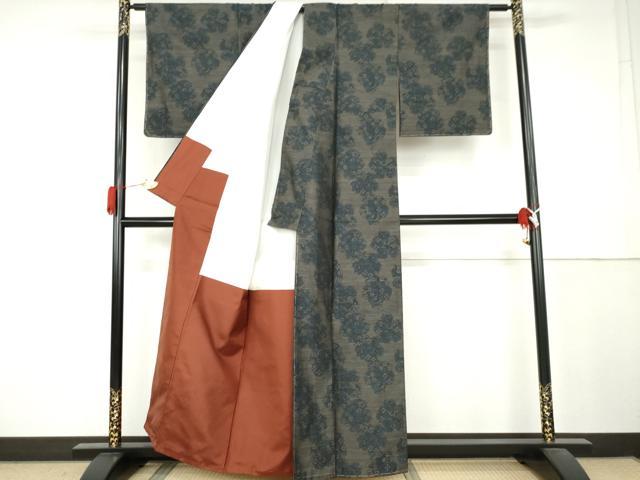 平和屋着物●本場大島紬 舞花文 反端付き 正絹 逸品 AABL0146cs