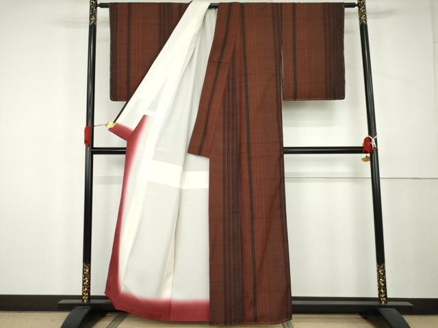 平和屋着物●上質な紬 間道 正絹 逸品 未使用 AABL0149cs