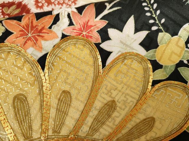 平和屋着物●豪華振袖 駒刺繍 枝松文 暈し染め 金彩 正絹 逸品 AABL0162cs
