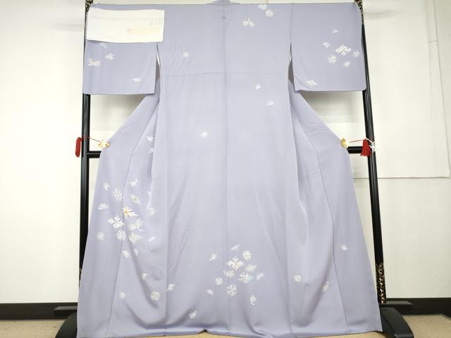 平和屋着物●訪問着 駒刺繍 松菱文 金彩 丹後ちりめん 反端付き 正絹 逸品 AABL0180cs