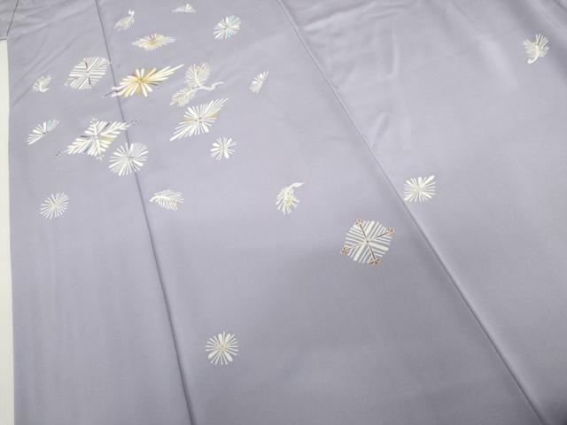平和屋着物●訪問着 駒刺繍 松菱文 金彩 丹後ちりめん 反端付き 正絹 逸品 AABL0180cs