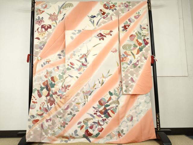 平和屋着物●創業460年・千總 振袖 駒刺繍 草花文 暈し染め 金彩 正絹 逸品 AABL0181cs