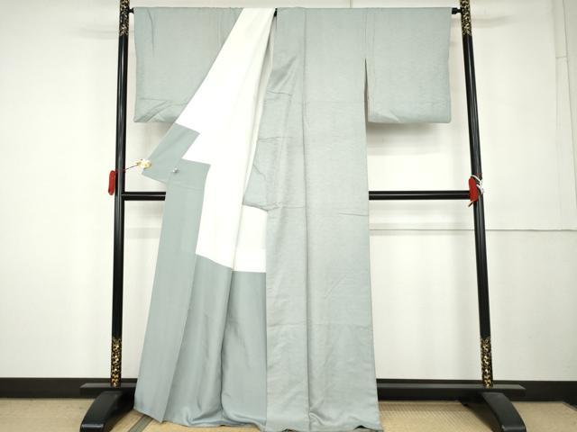 平和屋着物●上質な色無地 敷松葉地紋 白藍色 まるやま扱い 正絹 逸品 AABL0195cs