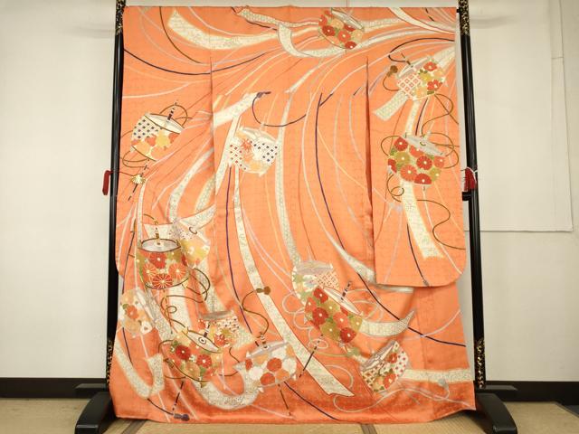平和屋着物●豪華振袖 駒刺繍 花糸巻 金彩 正絹 逸品 AABL0205cs