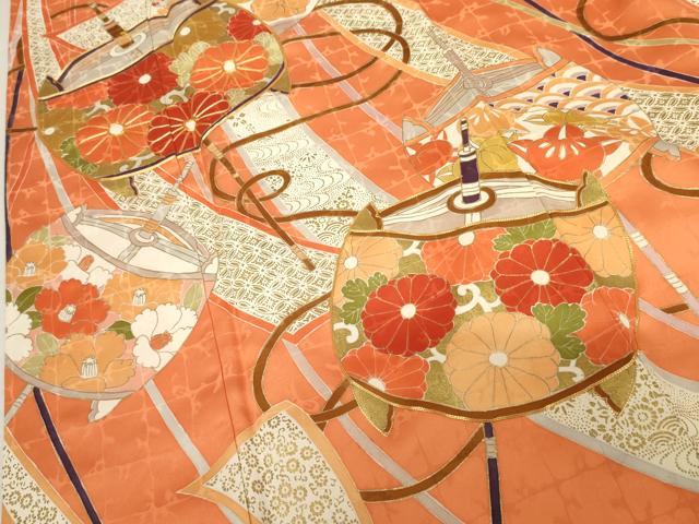 平和屋着物●豪華振袖 駒刺繍 花糸巻 金彩 正絹 逸品 AABL0205cs