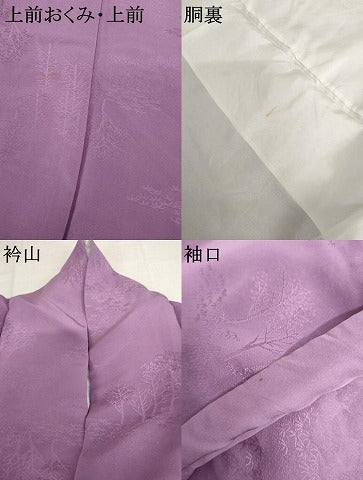 平和屋着物●上質な色無地 樹林地紋 京紫色 正絹 逸品 AABL0206cs