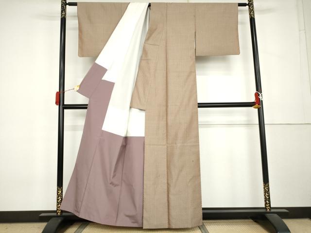 平和屋着物●山下八百子 本場黄八丈 市松綾織 格子 正絹 逸品 AABL0215cs