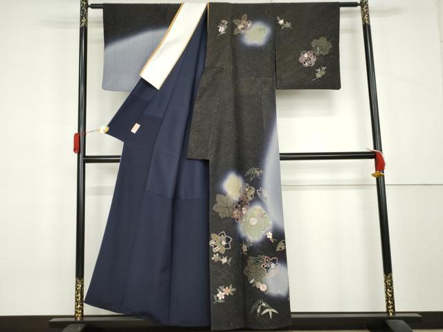 平和屋着物●訪問着 総刺繍 舞桜 暈し染め 金糸 正絹 逸品 AABL0217cs