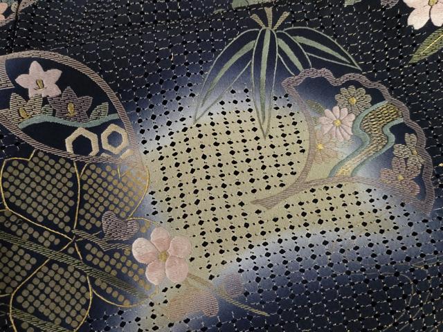 平和屋着物●訪問着 総刺繍 舞桜 暈し染め 金糸 正絹 逸品 AABL0217cs