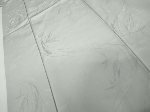 平和屋着物●上質な色無地 流水舞葉文 白鼠色 正絹 逸品 AABL0228cs