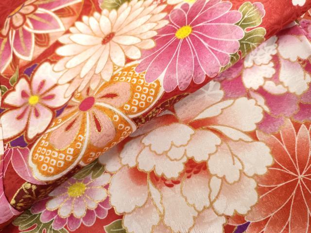 平和屋着物●小振袖 二尺袖 花毬文 暈し染め 金彩 洗える着物 AABL0230cs