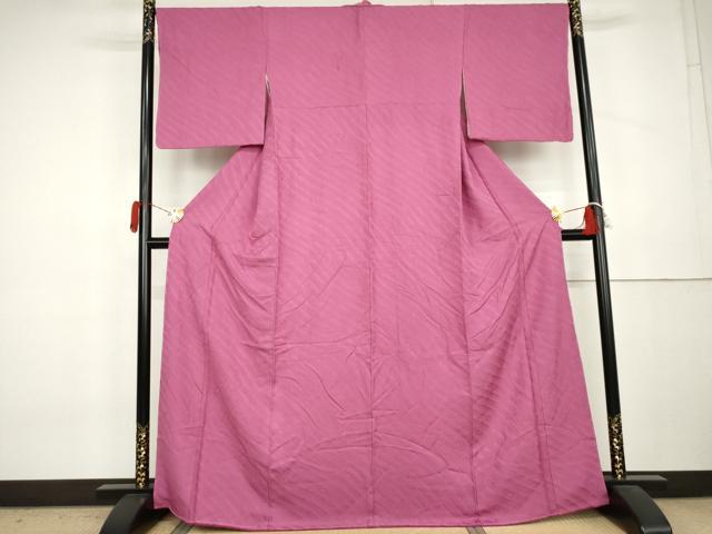 平和屋着物●上質な色無地 枝花地紋 紅紫色 正絹 逸品 未使用 AABL0235cs