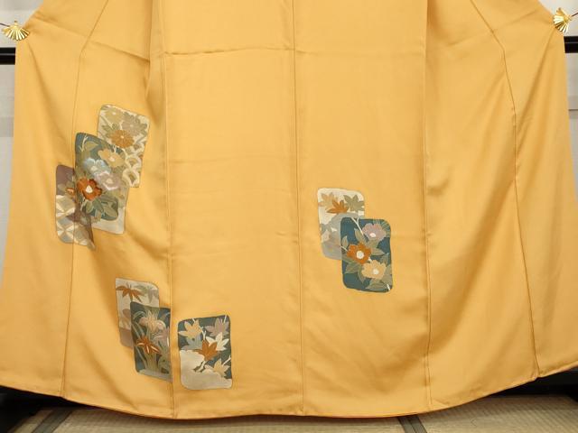 平和屋着物●訪問着 刺繍 色紙重ね草花文 金彩 正絹 逸品 AABL0240cs