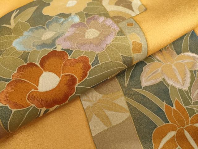 平和屋着物●訪問着 刺繍 色紙重ね草花文 金彩 正絹 逸品 AABL0240cs