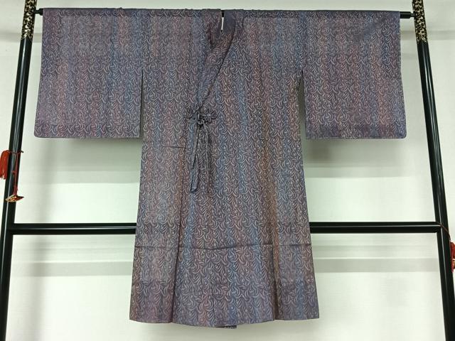平和屋着物▽道中着 スリーシーズン 春夏秋 塵除け 草花文 やまと誂製 反端付き ロング丈 正絹 逸品 AABL0248jh