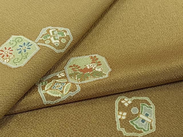 平和屋着物▽創業460年・千總 小紋 単衣 吉祥花文 金彩 正絹 逸品 AABL0255jh