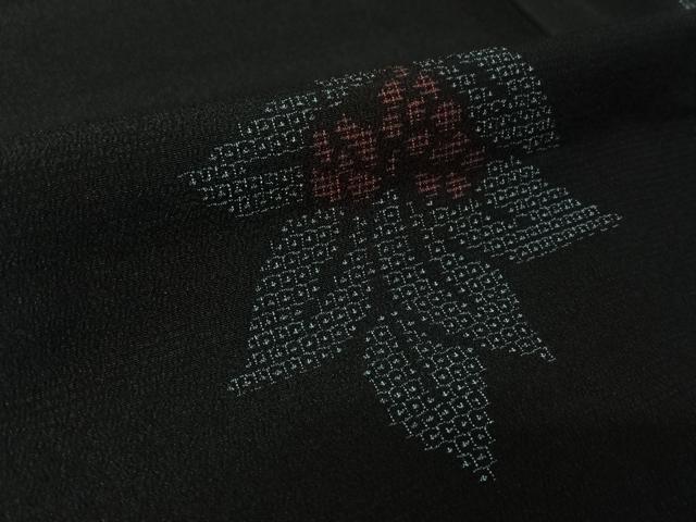 平和屋着物▽お召 単衣 草花文 正絹 逸品 AABL0272jh