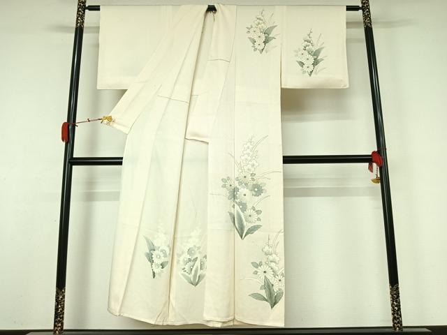 平和屋着物▽訪問着 単衣 刺繍 草花文 金彩 正絹 逸品 AABL0279jh