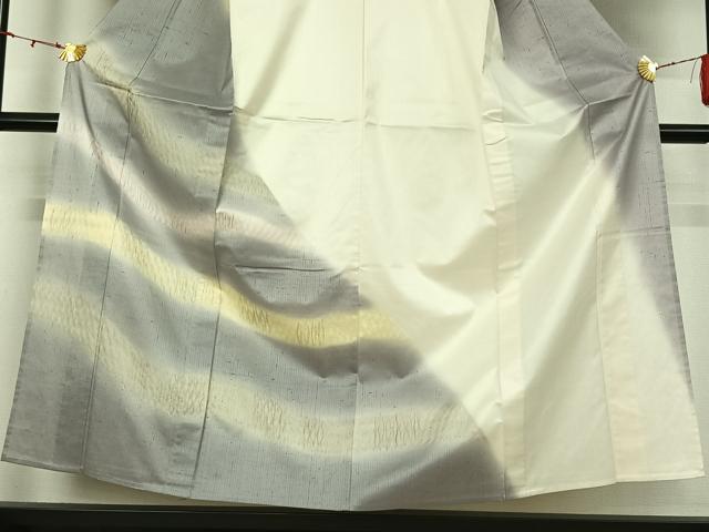 平和屋着物▽十日町 名門青柳謹製 櫛引織 赤城紬 草木染 訪問着 単衣 霞文 やまと誂製 証紙付き 正絹 逸品 AABL0300jh