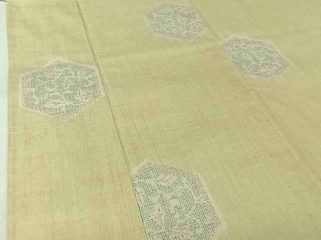 平和屋着物▽結城紬 単衣 80亀甲 亀甲花文 証紙付き 正絹 逸品 AABL0301jh