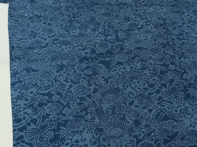 平和屋着物▽上質な小紋 単衣 流水花文 正絹 逸品 AABL0315jh
