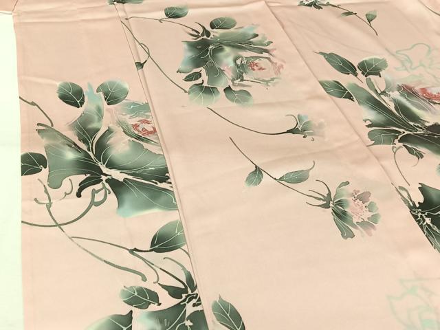 平和屋着物▽上質な小紋 単衣 花蝶文 正絹 逸品 AABL0318jh