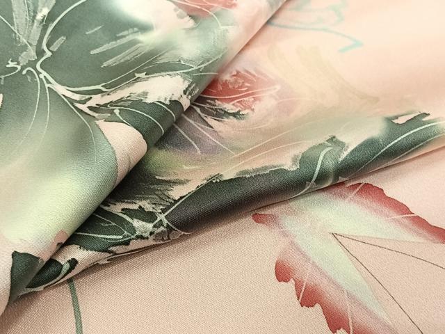平和屋着物▽上質な小紋 単衣 花蝶文 正絹 逸品 AABL0318jh